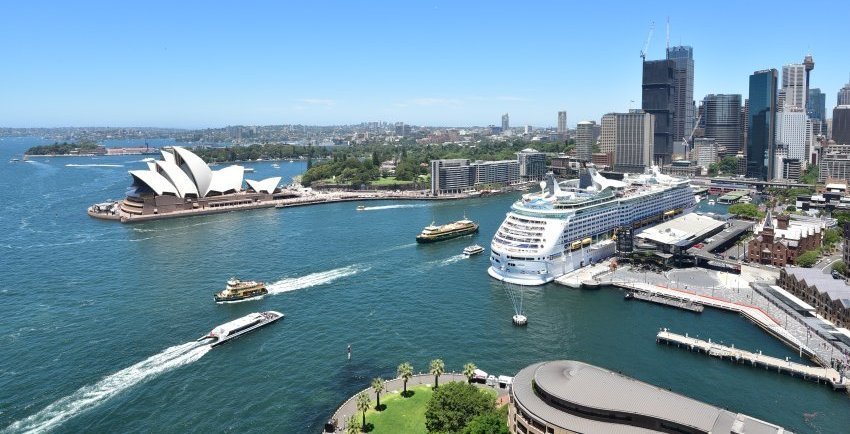 澳洲-雪梨-由港灣大橋拍攝雪梨歌劇院與環形碼頭