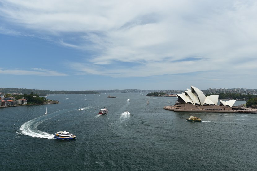 澳洲-雪梨-由Pylon Lookout欣賞雪梨歌劇院與雪梨港灣