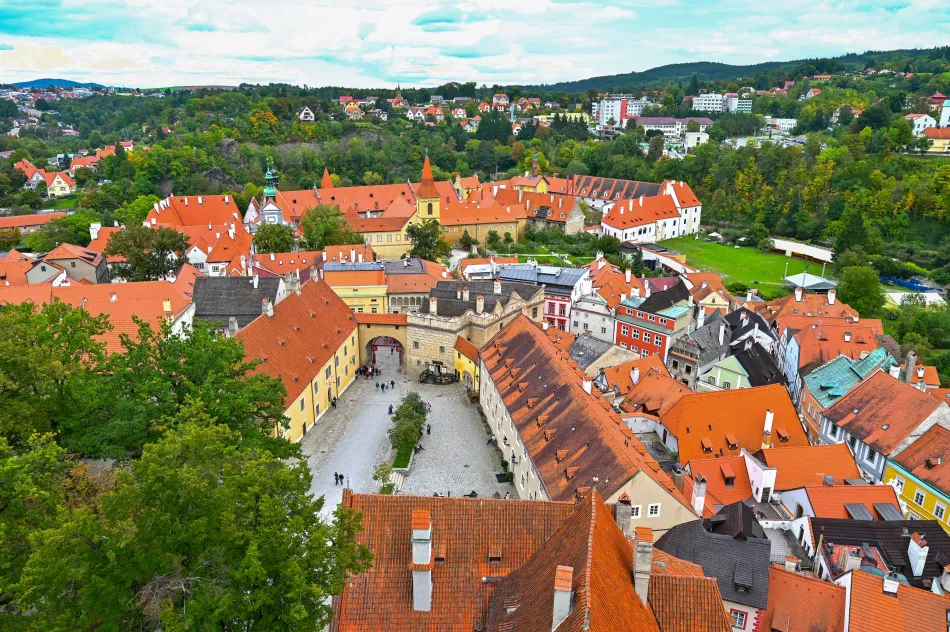 捷克-庫倫洛夫-庫倫洛夫城堡的彩繪塔