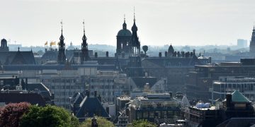 荷蘭-阿姆斯特丹-由西教堂望向水壩廣場與阿姆斯特丹王宮